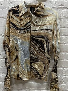 Cavalli Snake Silk Long Sleeve Top Size 10
